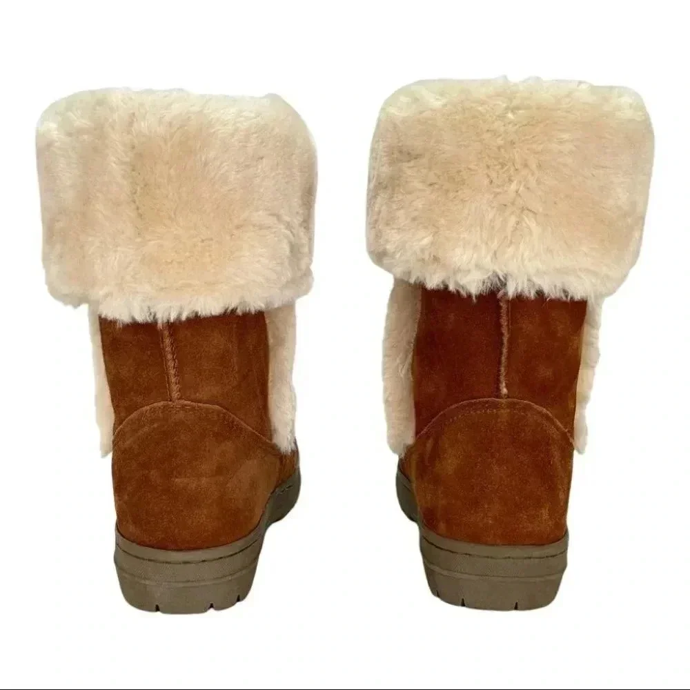 Style & Co Witty Tan Suede Leather Faux Fur Medium Width Womens Boots